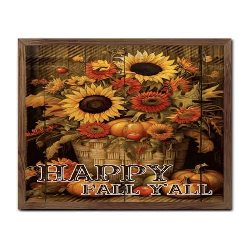 Panneau citrouilles Happy Fall Décoration murale bois ferme 40x50 cm - 2