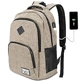 Picture of YAMTION School Backpack,Laptop Bookbag with 15.6 inch Compartment for Men and Women,Beige