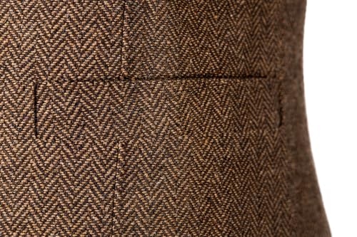 Image of SOLOVEDRESS Mens Vintage Tweed Suit Vest V Neck Casual Wool Waistcoat for Wedding Groomsmen