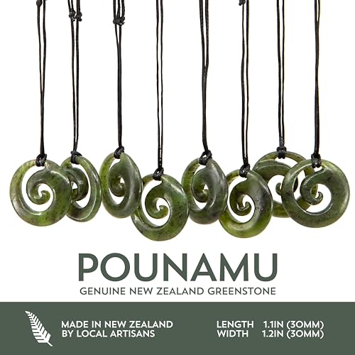 Ina & Co 100% NZ Jade Necklace for Men and Women, Hand Carved Maori Necklace Jade Pendant for Men With Black Adjustable Cord, NZ Pounamu Green Stone Closed Koru2