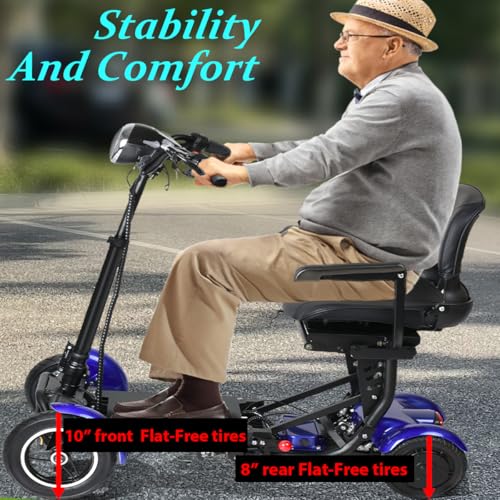 Image of Mobility Scooters for Seniors - 4 Wheel Foldable Portable Electric Scooter, Collapsible & Motorized, 500W Dual Motor, 30-Mile Range, 11 MPH, All-Terrain Folding Mobility Scooter Lightweight for Adults