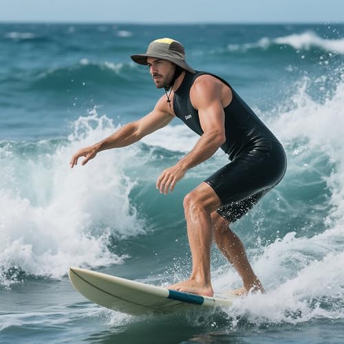 Image of CLAPE Surf Bucket Hat with Strap Waterproof Sun UPF 50+ Bucket Hat Packable Brimmed Boonie for Women Men