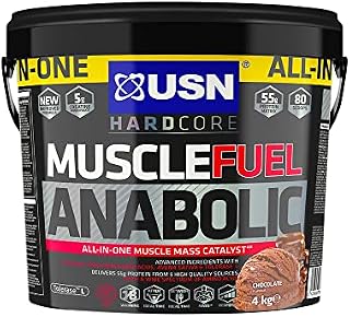 USN Muscle Fuel Anabolic Chocolate All-in-one Protein Powder Shake (4kg): Workout-Boosting, Anabolic Protein Powder for Muscle Gain