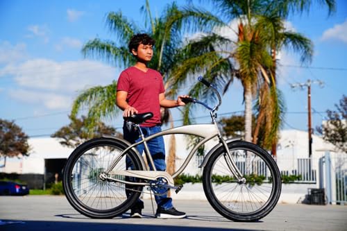 Bicicleta playera Tracer Avera de 26 pulgadas, ruedas gruesas 26x3.0, transmisión de una velocidad con freno contrapedal, marco ligero de acero aleado, apta para hombres, mujeres y adolescentes miniatura 7