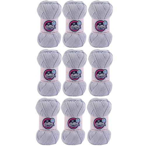 Image of NESTNHAVEN Cotton Candy 100% Cotton Yarn - (100g, 185 Meters) - Luxury Yarn for Crochet, Amigurumi, Embroidery, Toys, Garments, Flowers and Hobby, Projects. (Light Grey) | (900 Gm)