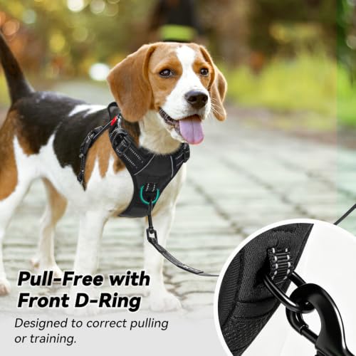 Image of PoyPet No Pull Dog Harness, No Choke Front Lead Dog Reflective Harness, Adjustable Soft Padded Pet Vest with Easy Control Handle for Small to Large Dogs(Black,XS)