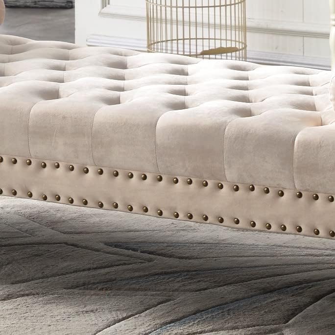 Miniatura 3 de Mathias - Banco tapizado de terciopelo con brazo enrollado de 71 pulgadas para dormitorio, extremo de la cama, tumbona, sala de estar, taburete