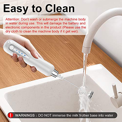 EZCO Milk Coffee Frother Rechargeable, 3 Adjustable Speeds Handheld Electric Milk Foam Mixer Maker Blender with Double Whisk for Coffee Latte Cappuccino Hot Chocolate Drinks Egg