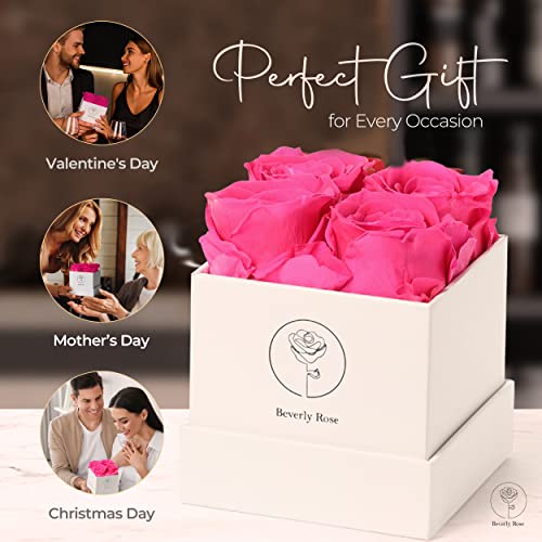 Forever Roses That Last A Year, Preserved Roses For Delivery Prime, Eternity Roses In A Box, Real Flowers In A Box, Flowers For Delivery Prime Birthday, Valentines Day, Anniversary, 4 Pcs Pink… #TOP3