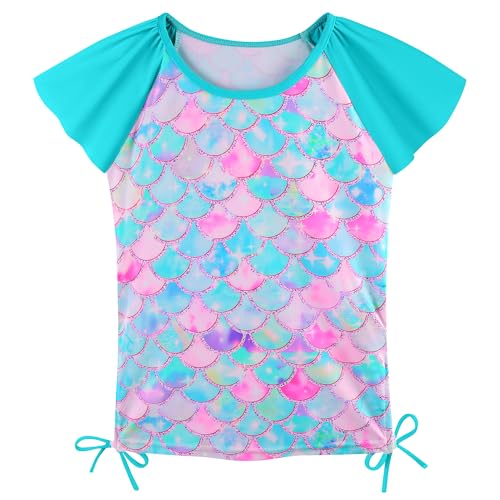 Image of Girls Rash Guard 2 Pieces Bathing Suit UPF50+ Swimsuit with Swimming Skirt Swimwear 2-14Y