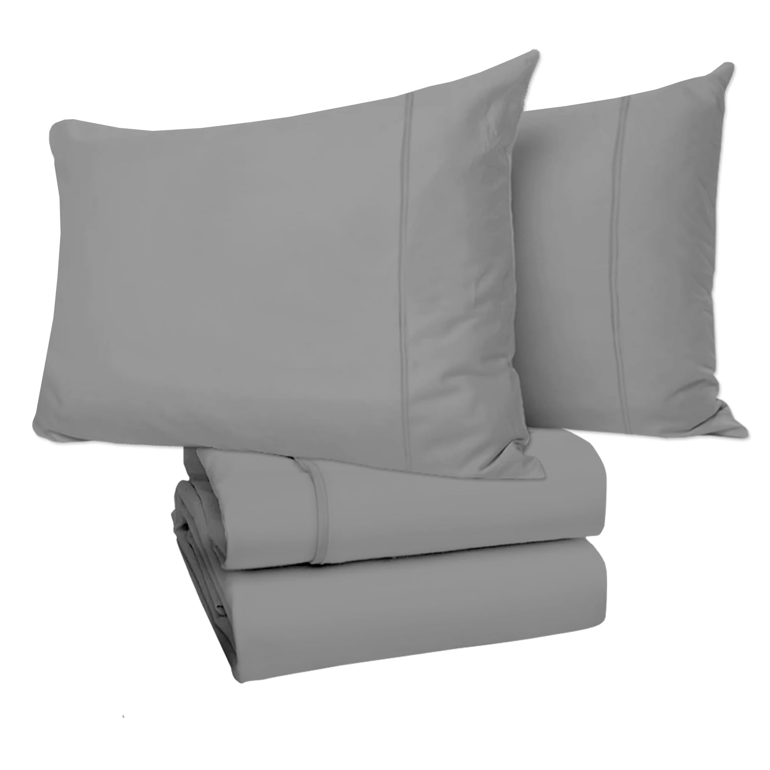 Pillow Cases 2 Pack Grey, Soft & Breathable 100% Brushed Microfiber Pillowcase. Anti-Allergic & Machine Washable with Secure Envelope Closure, Multicolor, UK Size 50 × 75 cm