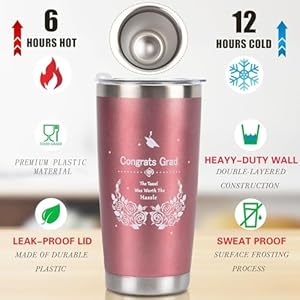 2025 graduation gift for her tumbler 20 oz rose gold wine tumbler cup with lidstrawbrush keychain and card set with gift box for nursing high school college female graduates  urban country home decor