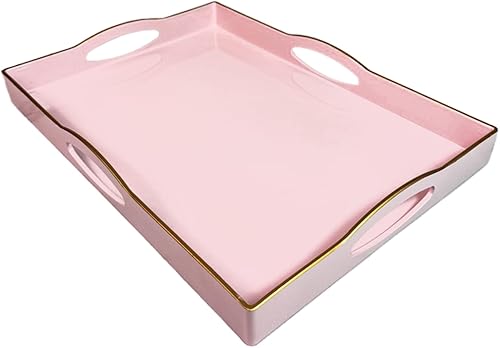 Miniatura 37 de Bandeja decorativa bohemia, moderna bandeja azul para servir con asas, juego de 2 bandejas otomanas, bandeja de plástico para mesa auxiliar