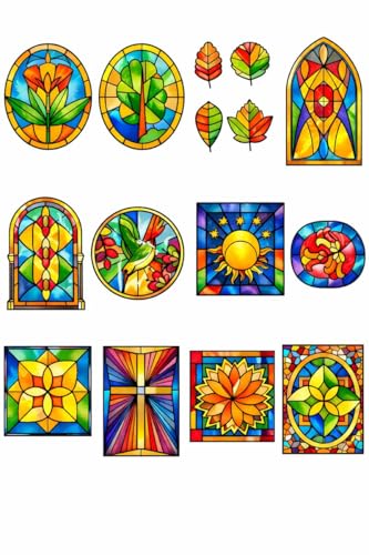 Image of THE BROWN BOX OHP for Glass Painting | Transparent Plastic & Acetate with Printed Designs | A4 Size for Art & Craft | Ready to Use Glass Painting Kit for Beginners & Adults | 6 Sheets (12 Patterns)