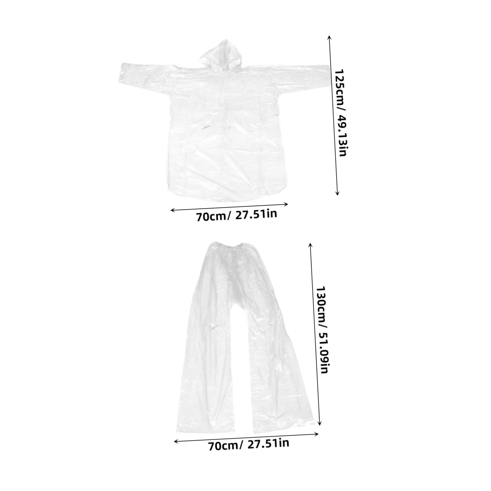 Mikikit 3-piece Waterproof Raincoat Set for Men Women Full Body Protection Rain Suit Pants Adult Peva Rainwear for Outdoor Activities