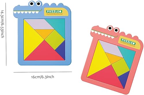 Miniatura 2 de Tangram - Rompecabezas para niños, rompecabezas de diapositivas, juguete educativo de viaje para niños y niñas de 3 a 5 años (tangrama, rojo) 99-1