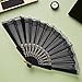 TOPPERFUN 6pcs Black Retro Folding Fans Handheld Lace Plastic Fans for Women Lolita Style Dancing Hanfu Photography Props Vintage Street Fashion