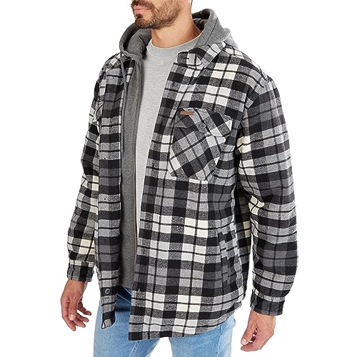 Image of Smith's Workwear Men's Sherpa-Lined Hooded Flannel Shirt-Jacket
