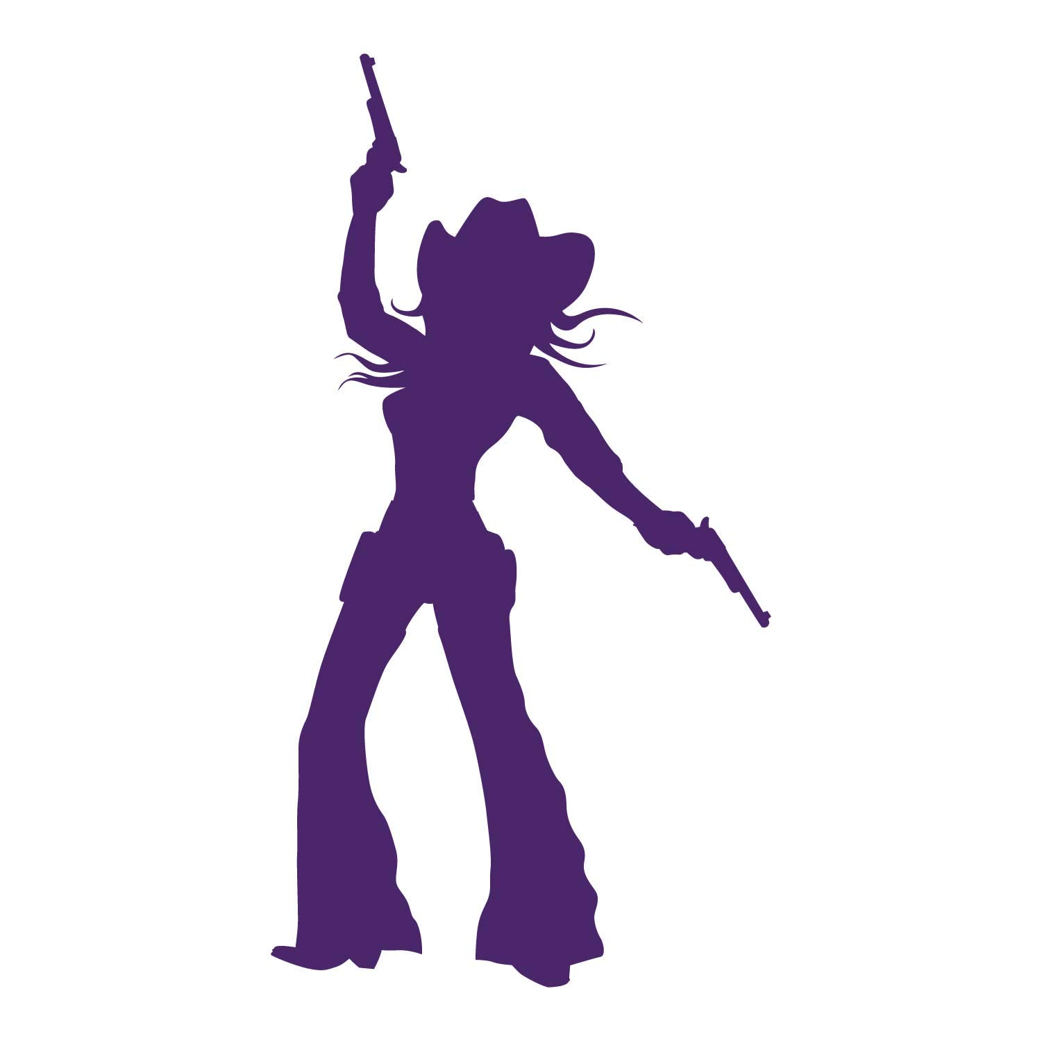 JMM Industries Cowgirl Gunslinger with Pistols Western Vinyl Decal Sticker Car Window Bumper Die Cut 5.5-Inches Premium Quality UV Resistant Laminate 5.5-Inches Purple JMM00270