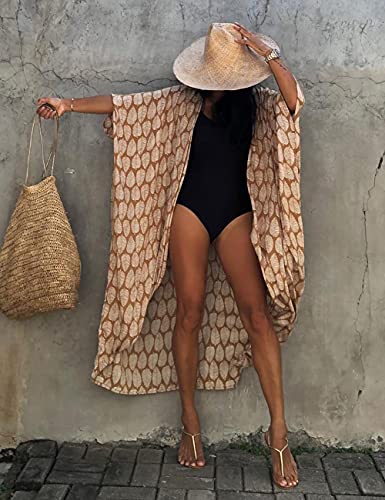 Image of Bsubseach Stylish Tie Dye Open Front Long Kimono Swimsuit Coverup for Women