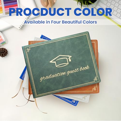 Image of Graduation Guest Book 2026 - Memory Scrapbook for College Gifts Graduation, Guest Book for Graduation Party Sign-In with Custom Message 120 Pages, 7x9 Inch Elegant Graduation Yearbook (Green)