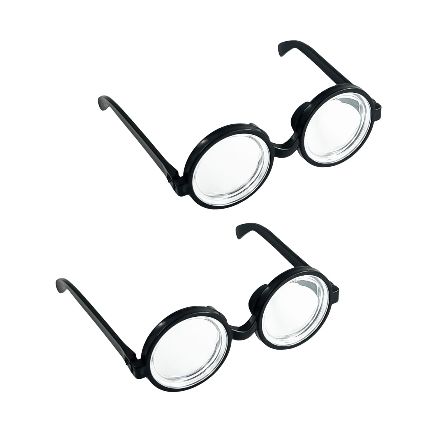 XNFUOE 2pcs Nerd Glasses Novelty Joke Disguise Round Glasses for Nerd Book Day Halloween Outfit Fancy Dress Accessory