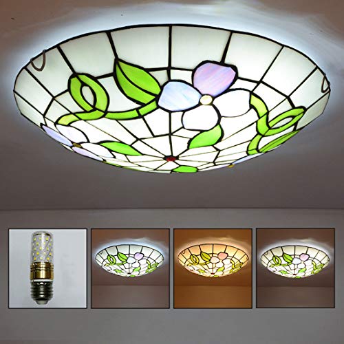 Plafonnier rétro vitrail de 40 cm à intensité variable pour couloir et salon - 2