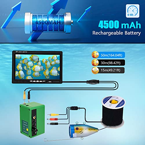 Underwater Fishing Camera with 7 Inch Fish Finder Waterproof Fishing Underwater Camera 15M Cable Length Fish Finder System Kit for Ice Lake Boat Fishing (30M with DVR) - Image 4