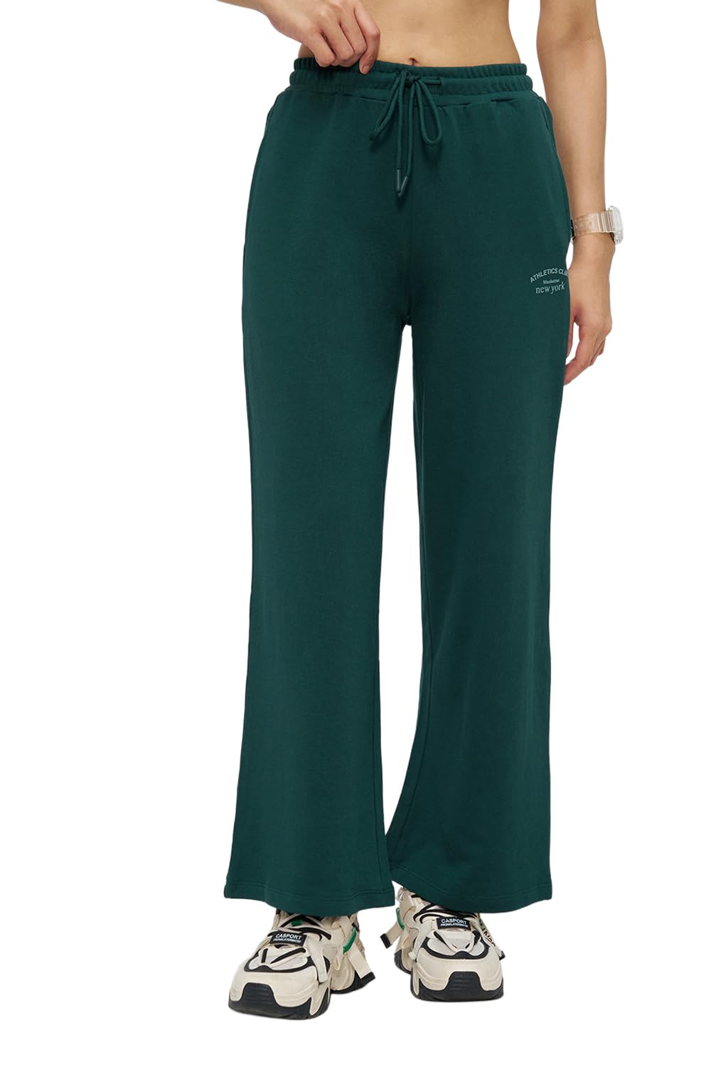 Ajile by Pantaloons Women's Pure Cotton Printed Flared Track Pants | Full Length | Athleisure-picture-14