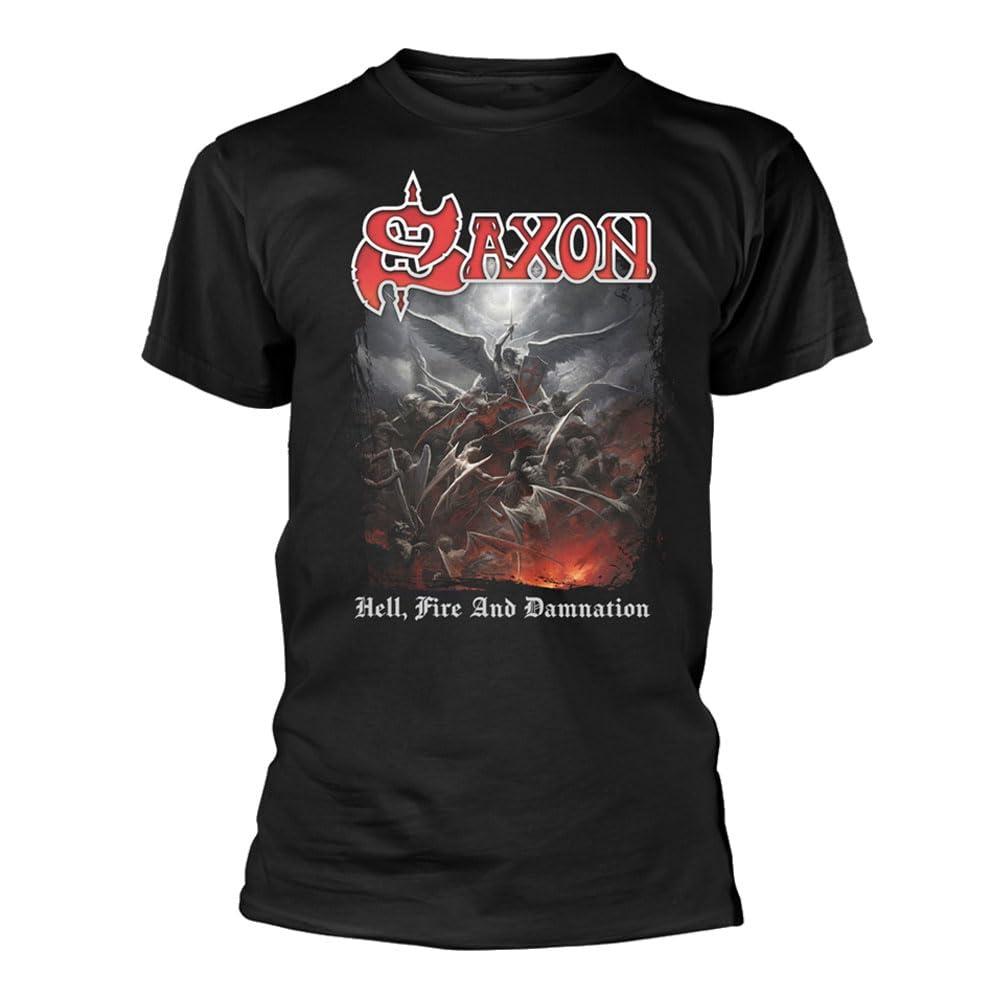 SAXON HELL, FIRE AND DAMNATION T-Shirt Medium BLACK