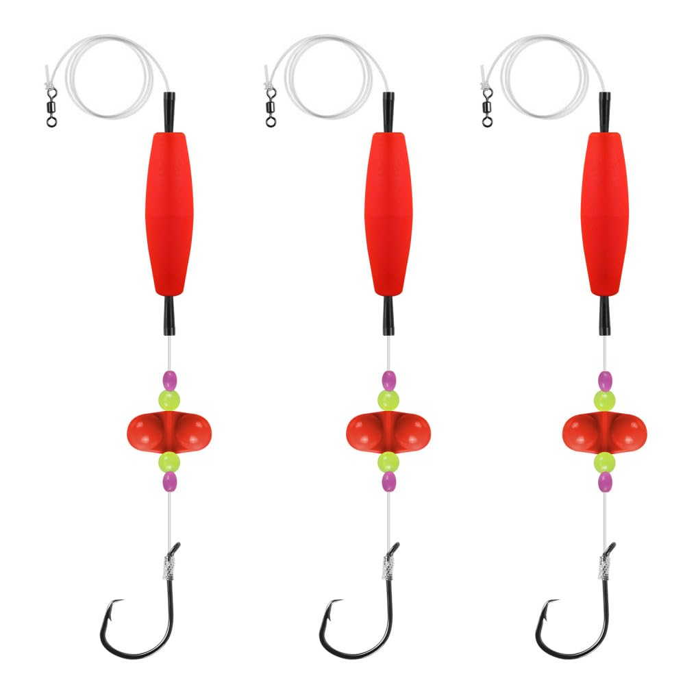 Catfish Float Rigs, 3Pcs Rattler Tackle Floats Luminous Double Rattles Beads Float with 55Lbs Pulling Force for Catfish Fishing