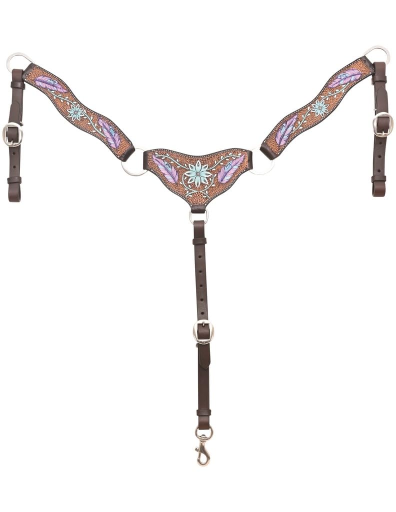 Circle Y Breast Collar Hand Painted Flared Design Brown 1042-20-SV