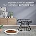 Chewtoyo Food Bowl & Water Raised Cat, Black with Anti Vomiting Relief Non-Slip Stand All Cats Non-Slip Feeder Dish Shallow Elevated Reflux Anti Mat Ceramic for Cat (Food Bowl Cat-Raised)