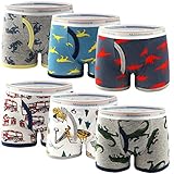 [Hapipana] 男の子 下着 6枚セット 綿100% パンツ ボクサーパンツ ボクサーショーツ ボクサーブリーフ 通気 キッズ 男児 ボーイズ ジュニアショーツ 肌着 短パン 幼稚園 子供服 ベビー 前開き 100 110 120 130 140 150 (掘削機と消防車と恐竜, 120)