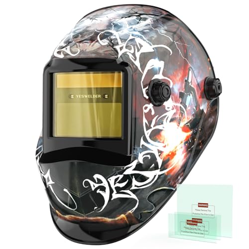 Image of YESWELDER Auto Darkening Welding Helmet, Blue Light Blocking, 1 /1 /1 /1 True Color Solar Powered Welding Hood with 2 Arc Sensors, Wide Shade 3.5 /9-14 Welder Mask for TIG MIG ARC and Grind