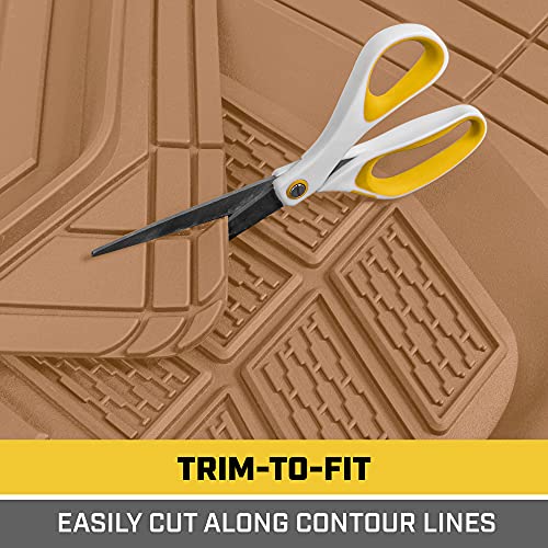 Bdk Cat® Camt-9013 (3-Piece) Large Heavy Duty Rubber Car Floor Mats With Trunk Cargo Liner, Trim To Fit Front & Rear Combo Set For Car Sedan Suv Van, All Weather #TOP7