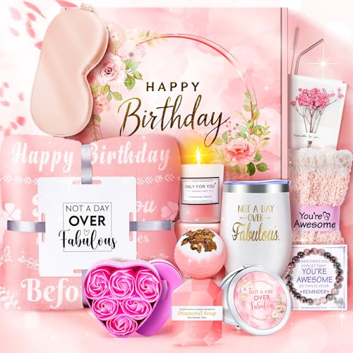 Paquete de 15 regalos de cumpleaños para mujeres, paquete de cuidado personal rosa, regalos de recuperación pronto, regalo relajante de spa, amistad femenina pensando en ti, paquete de cuidado para