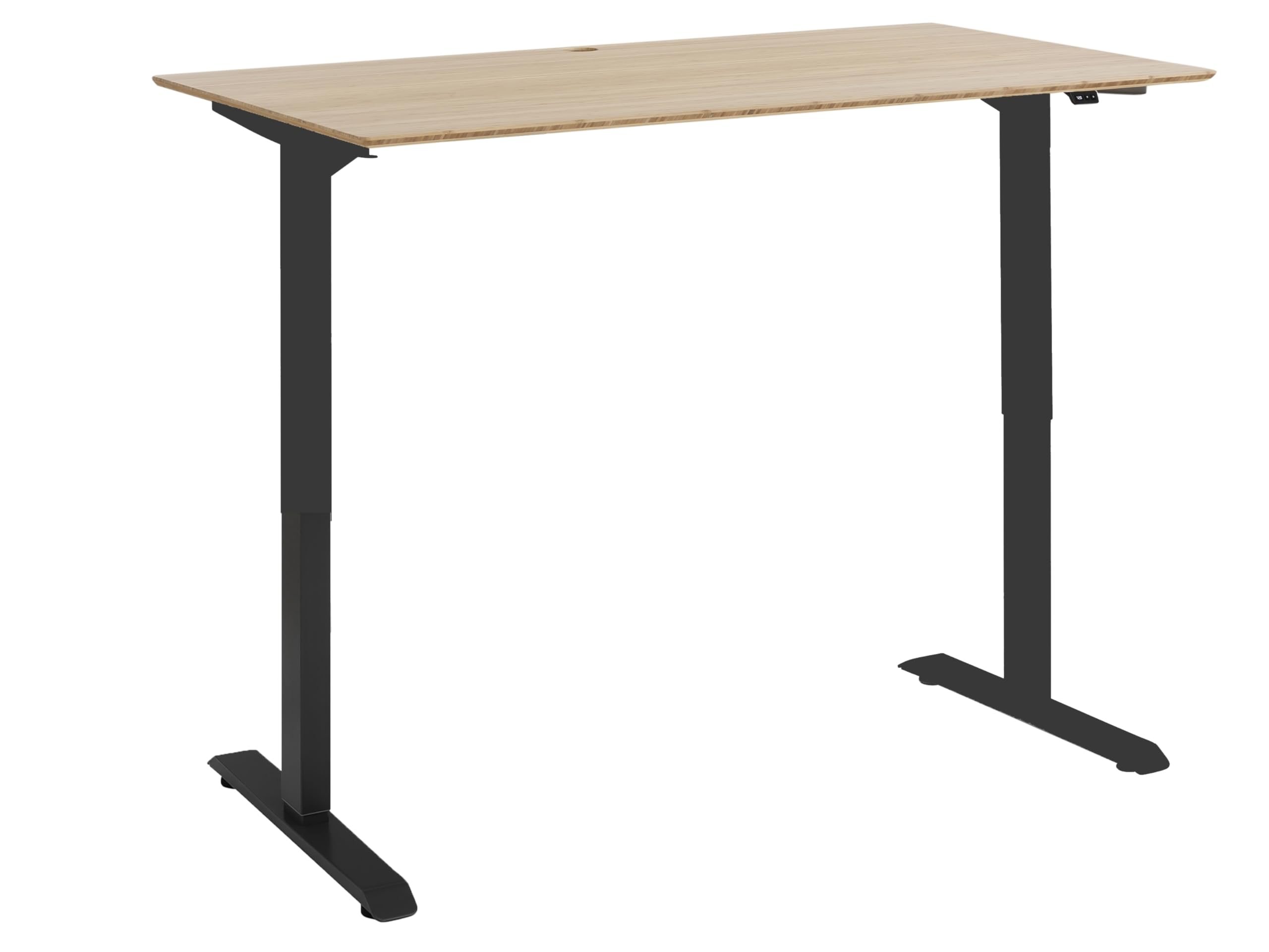 möbelando Schreibtisch >e-Desk< elektrisch verstellbar 150x 72-120x80 cm in Bambus/Anthrazit, Ergonomisch für gesundes Arbeiten, Stufenlos mit LED-Anzeige, Stoß- und Kratzfest, Made in Germany