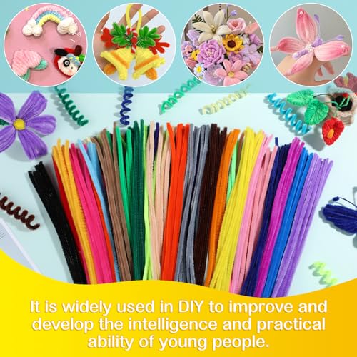 Image of 100 PCS Pipe Cleaner Craft Light Green Pipe Cleaners Bulk, Chenille Stem | Fuzzy Sticks Pipe Cleaner for Crafts Festival Home Decorations