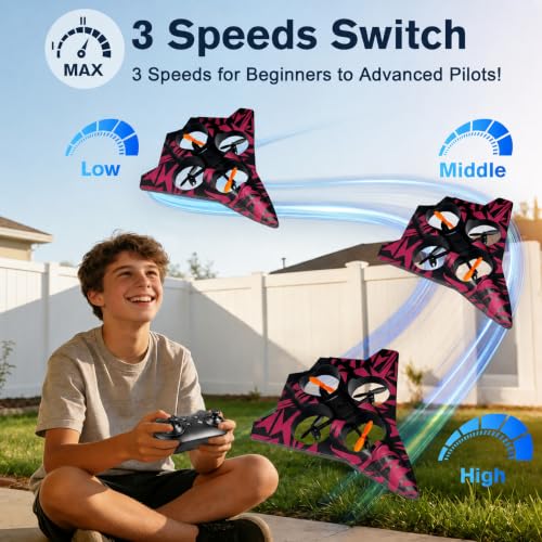 serfiman EPP Foam RC Plane, Hobby Remote Control Aircraft with 360° Flip, Headless Mode, Emergency Stop, Full Accessories, Color Box Gift for Kids Beginners (RED)
