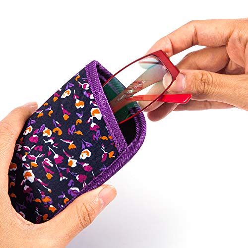 Image of TRIUMPH VISION 3 Pack Reading Glasses Pouch Soft Case Eyeglass Sleeve Slim | Alternative to Bulky Case in bag, Lightweight Lined Padded Protect Optical lens Slip in, Cute Pattern Portable for Daily Use