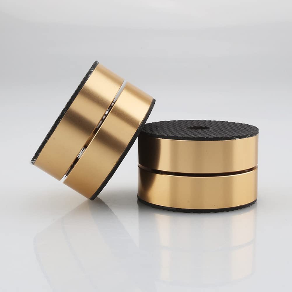 4 Pièces HiFi Haut-Parleur Isolation Pieds Coussinets Support Pieds Aluminium Amortisseur de Vibrations 40X23mm Or