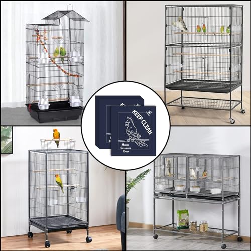 Image of Bird Cage Liners, Parrot Cage Liners, 50pcs Disposable Cage Liners for Birds, Non-Woven Pre-cut Large Bird Cage Liners For Parrot Parakeet Conure Cockatiel, Bird Cage Paper Liners, 20 x 18 inch, Blue