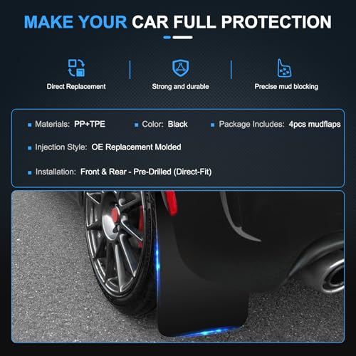 Image of ECCPP Mudguard Splash Guards Front & Rear Set fit for 2022-2024 for Toyota for Tundra 3.4L Mud Flaps Set of 4 Flexible and Bendable Mud Flaps Splash