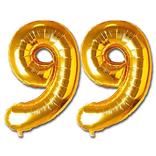birthday decoration items16 inches golden 99 numbers foil balloons | birthday decoration kit for boy girl | number foil balloon | birthday decoration items for adult
