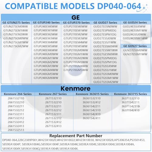 DP040-064 WH23X10040 Washer Drain Pump Compatible with GE & Kenmore Washer - 2