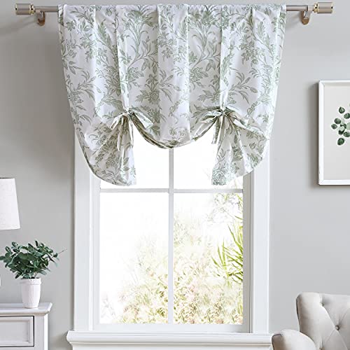 Laura Ashley - Valance, Cotton Tie Up Window Treatment, Chic Home Decor (Natalie, 25' x 50')