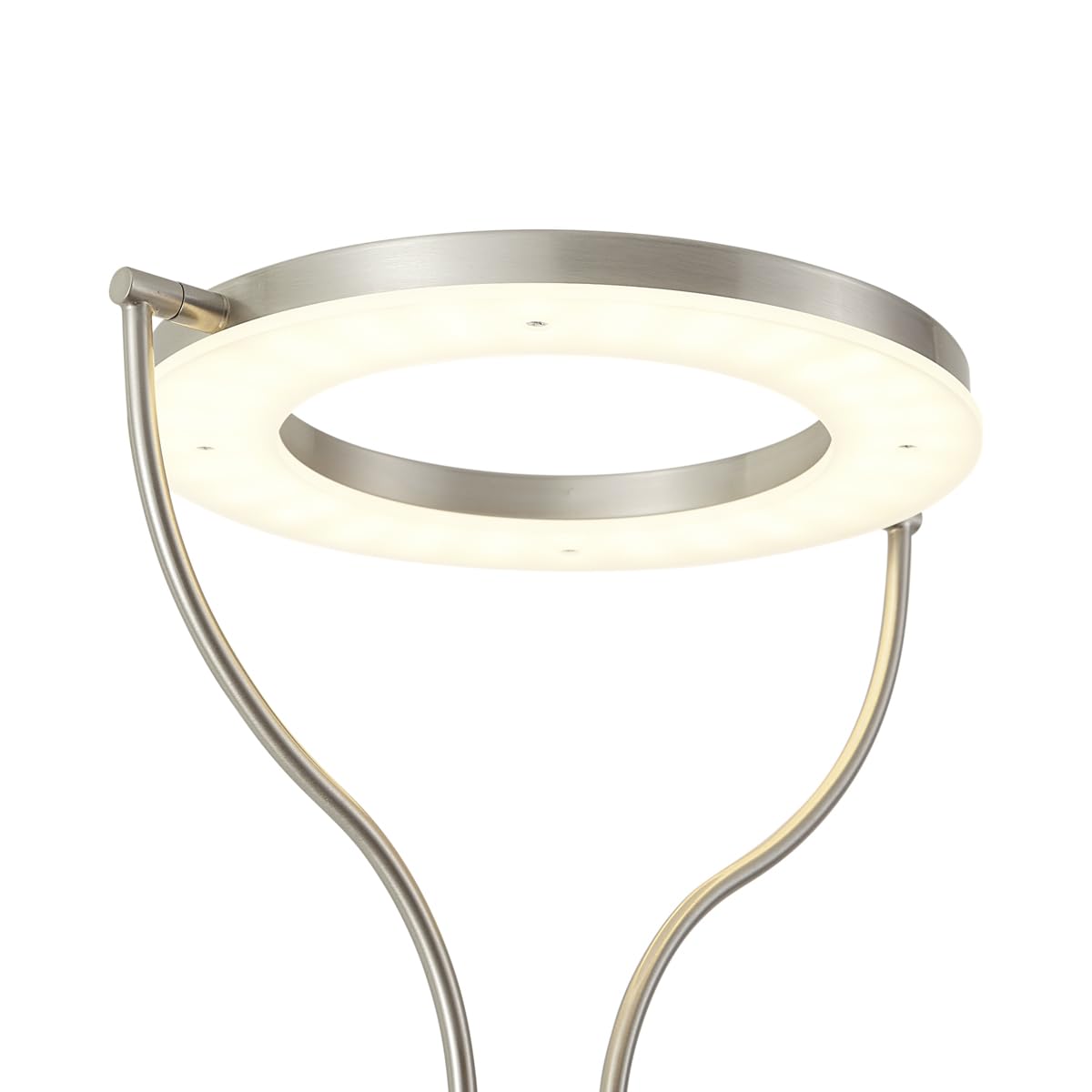 Qazqa led Modern Deckenfluter mit Lesearm, Stehleuchte, Stehlampe - Divo - Silber Farbe, inkl. 18W integrierter LED, dimmbar, 2-flammig, 195cm, Ideal als Bürolampe, Küche lampe, Schlafzimmerlampe
