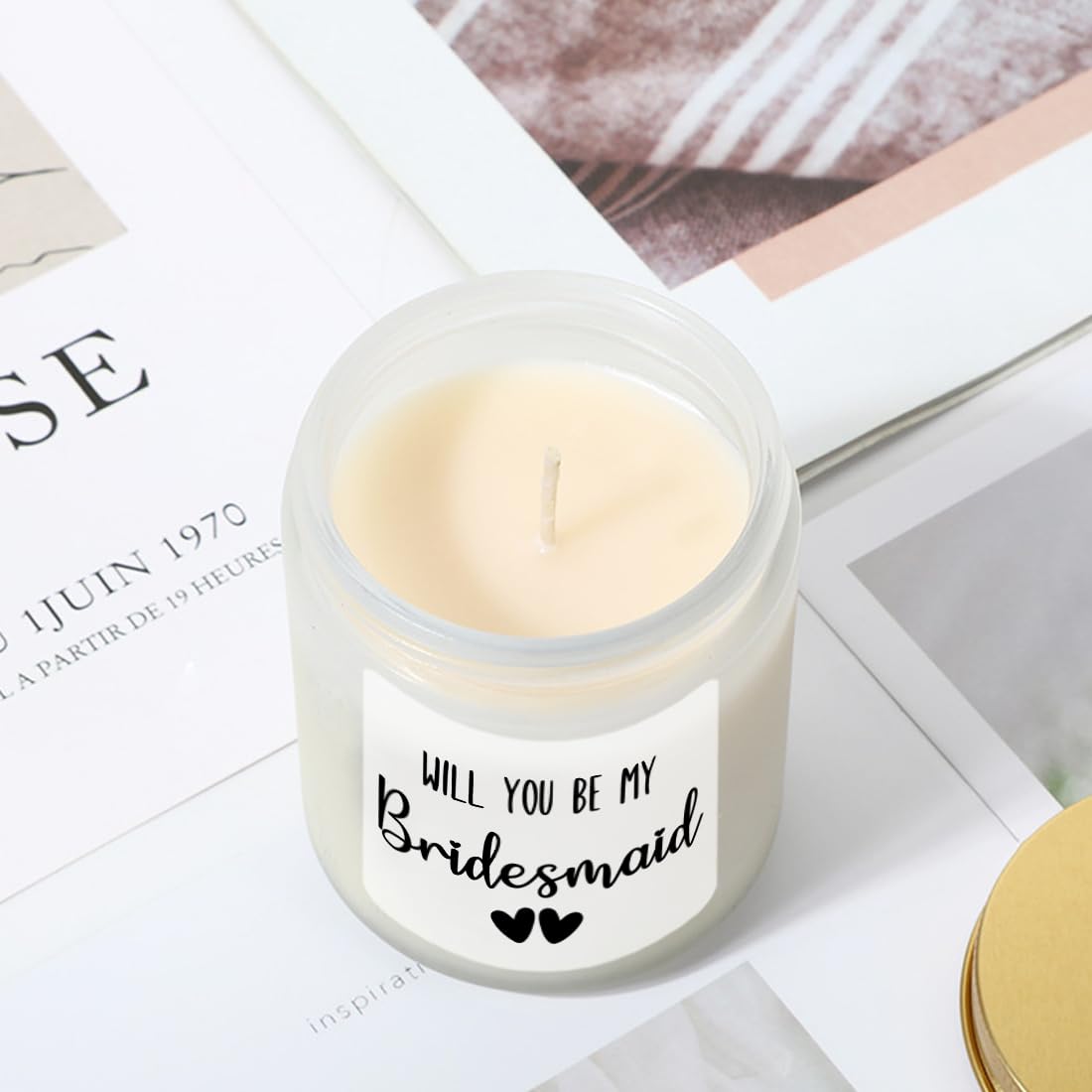 LAMIVEENLA Bridesmaid Gifts Scented Candle Lavender - Matron of Honor Gift for Bridesmaids Matron of Honour Proposal Gifts Maid of Honor Proposal Gift Soy Candle 4oz