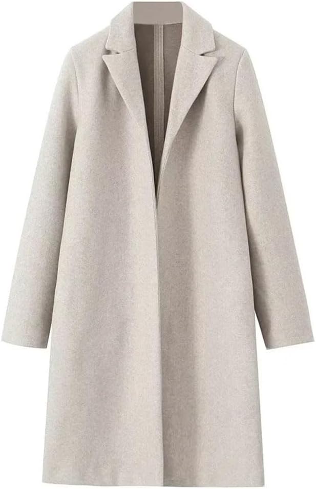 Women Solid Open Stitch Long Trench Coats Vintage V-Neck Full Sleeves Chic Outfits